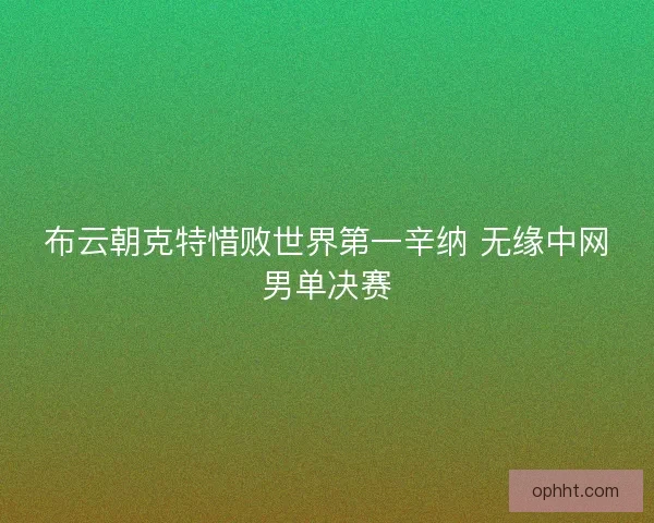 布云朝克特惜败世界第一辛纳 无缘中网男单决赛